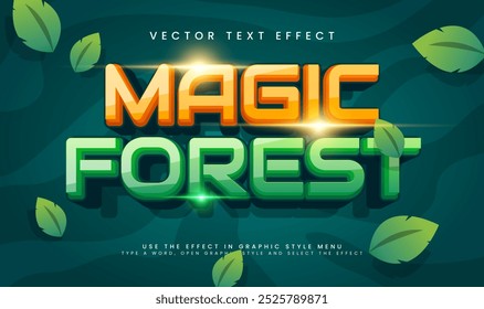 Magic forest editable vector text effect with tropical green concept