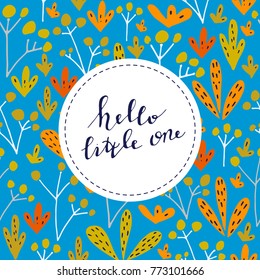 Magic forest template for text. Floral template with empty centre. Vector wildwood frame.