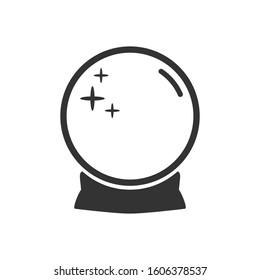 Magic fortune telling crystal ball line vector illustration. Vector logo cartoon icon isolated