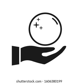Magic fortune telling crystal ball line vector illustration. Vector logo cartoon icon isolated