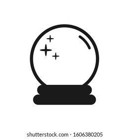 Magic fortune telling crystal ball line vector illustration. Vector logo cartoon icon isolated