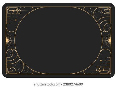 Magic frame with art nouveau pattern, reverse side of tarot cards, esoteric and mystic frame, vector