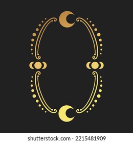 Magic frame Moon astrology. Boho vector illustration. Print, poster, banner, logo. Modern design. Design element.