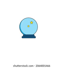 Icono de bola de cristal en el futuro mágico. Ilustración de dibujos animados del icono del vector de bola de cristal del futuro mágico aislado en fondo blanco