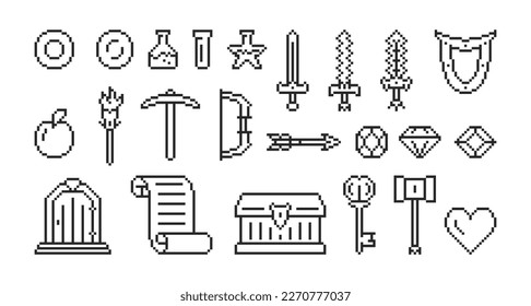Magic game  icon in pixel style. Set of retro pixelated icons.