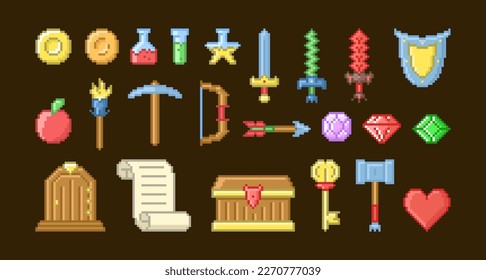 Magic game  icon in pixel style. Set of retro pixelated icons.