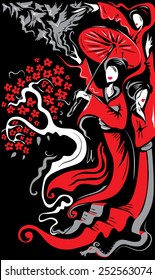 Magic Geisha, Japanese Art (Vector Art)