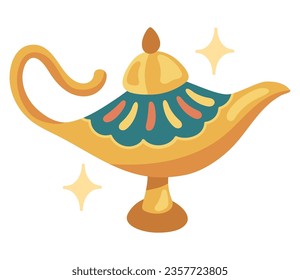 magic genie lamp antique icon isolated