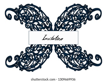 Magic geometry butterfly. Psychedelic hallucination. Blue vector illustration. Sacred geometry symbol with moth over in white color. Mystic, alchemy, occult concept. Design for invitation, vosit card