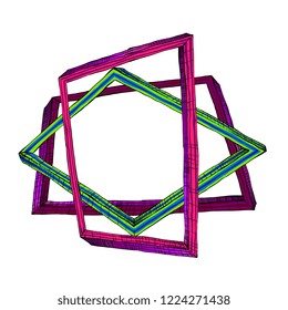 Magic geometry. Psychedelic hallucination. Vibrant vector illustration. Sacred geometry symbol in bright colors. Mystic, alchemy, occult concept. Design shirt print, poster