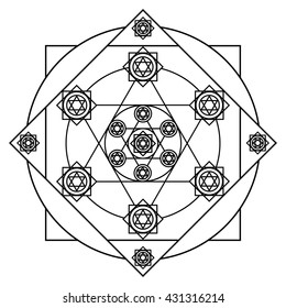 Magic geometry sign. Sacred spiritual geometry symbol isolated on white background