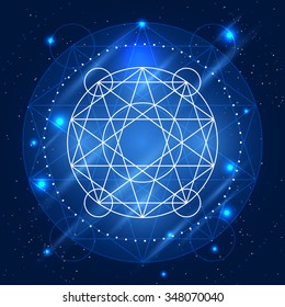 Magic geometry sign. Vector alchemy mystical symbol on space background
