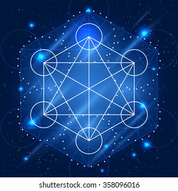Magic geometry sign. Vector alchemy mystical symbol on space background