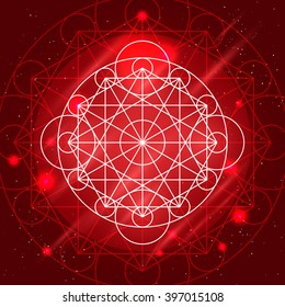 Magic geometry sign. Vector alchemy mystical symbol on space background