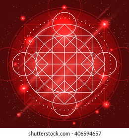 Magic geometry sign. Vector alchemy mystical symbol on space background