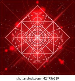 Magic geometry sign. Vector alchemy mystical symbol on space background