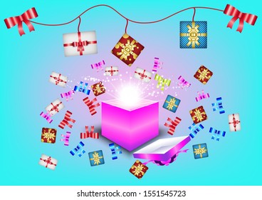Magic gift box for christmas and new year
