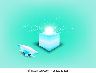 Magic gift box for christmas and new year,birthday, illustration, gift, card, greeting