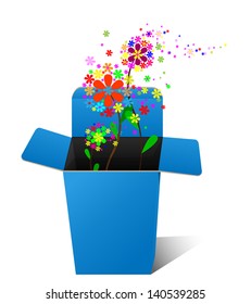Magic gift box with flowers