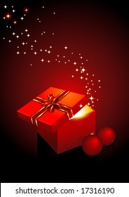 magic gift-box - vector holiday background