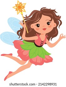 Magic girl from fairytale. Funny cartoon character