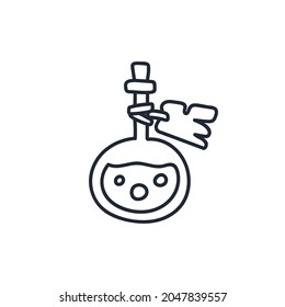 Doodle de poción de botella de vidrio mágico. Ilustración vectorial. Feliz Halloween.
