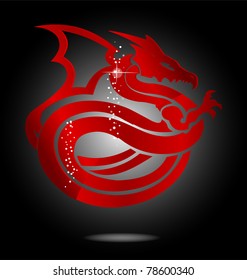 magic and glass red asia dragon sign