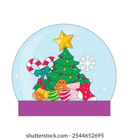 Magic glass snow globe with Christmas tree and other decorations