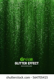 Magic Glitter Background in green Color. Vector Poster Backdrop with Shine Elements.