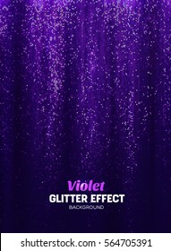 Magic Glitter Background in purple Color. Vector Poster Backdrop with Shine Elements.