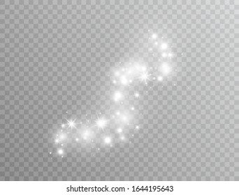 Magic glitter dust particles. White glowing light effect isolated on transparent background. Star burst with sparkles. Shining flare.Vector illustration