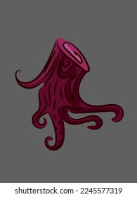 Zauberhafte, düstere Baumstumpf mit Curliuwurzeln.