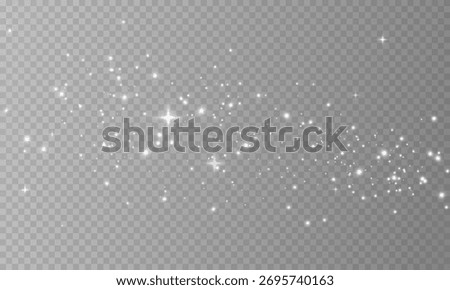 Magic glow with shimmer particles and bright light effect, transparent background. White dust with sparkling light and glowing particles, luxury bokeh background.
