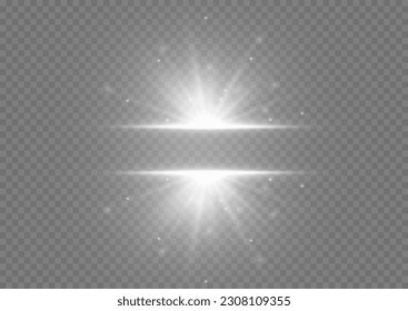 Magic glow sparkling texture. Magical star dust sparks in explosion on transparent background. Bokeh effect. Fast motion effect. Star burst with sparkles. Vector magic white rays glow light effect.