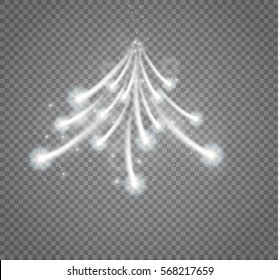  Magic glow star trail light effect with neon blur curved line shoots up. christmas effect on transparent background