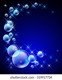 Magic glowing background with bubbles and shining stars 