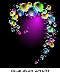 Magic glowing background with colorful fi spectacular bubbles