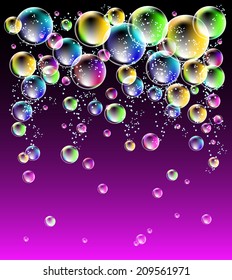 Magic glowing background with colorful fi spectacular bubbles