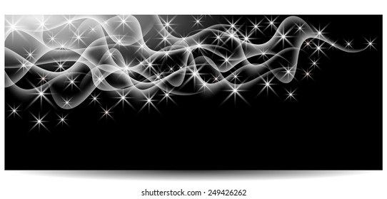 Magic glowing background with neon smoke, shining stars