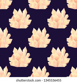 magic glowing crystals, icon on dark background. vector illustration. seamless pattern, background, texture.