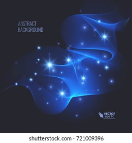 Magic glowing effect on dark background for your design, abstract effect. Vector eps 10