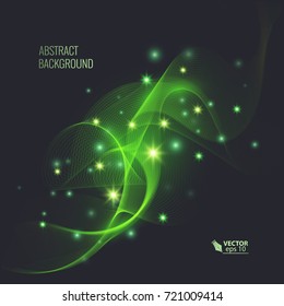 Magic glowing effect on dark background for your design, abstract effect. Vector eps 10