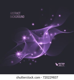 Magic glowing effect in purple color on dark background for your design, abstract effect. Vector eps 10