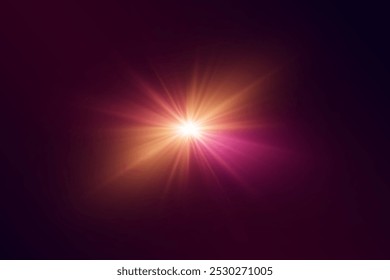 Flash brillante mágico. Hermosa estrella y efecto de explosión con rayos de luz.