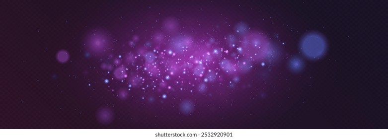 Magic glowing light bokeh confetti. On a transparent background.