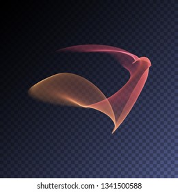 Magic glowing swirl trail transparent light effect. Bright shine wavy element for your design. Beautiful flame, flare, light trail, hologram. Iridescent neon vector shape