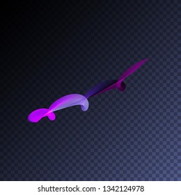 Magic glowing swirl trail transparent light effect. Bright shine wavy vector  element for your design. Beautiful iridescent flame, flare, light beam, sound wave, hologram.
