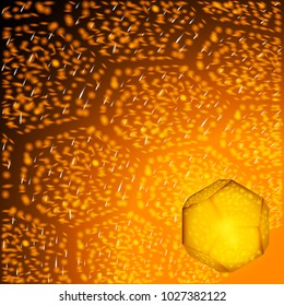 Magic gold background with. Abstract glowing octagon futuristic backdrop. Vector illustration.