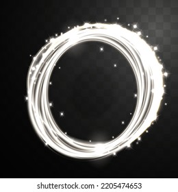 Círculo mágico de oro. Rayo del anillo de fuego brillante.