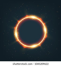 Magic gold circle light effect. Illustration on dark background. Graphic concept for your design